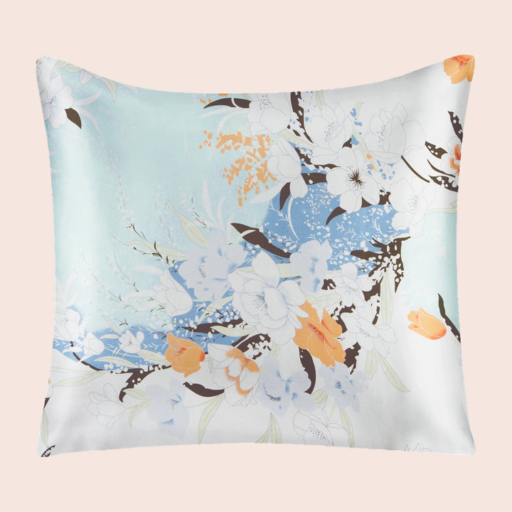 Taie d'oreiller carrée florale en soie | Satin Lifestyle
