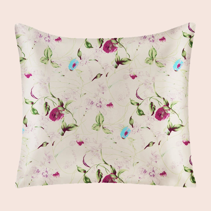 Taie d'oreiller carrée florale en soie | Satin Lifestyle
