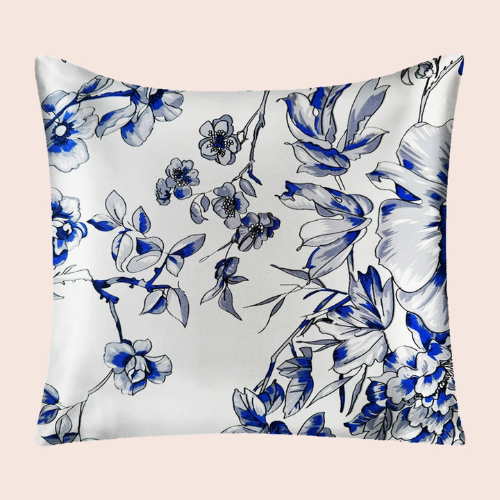 Taie d'oreiller carrée florale en soie | Satin Lifestyle