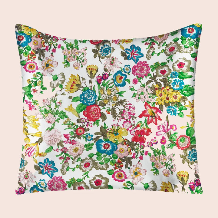 Taie d'oreiller carrée florale en soie | Satin Lifestyle