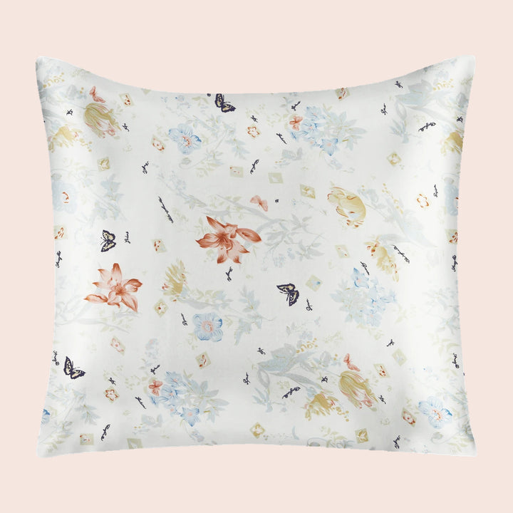 Taie d'oreiller carrée florale en soie | Satin Lifestyle
