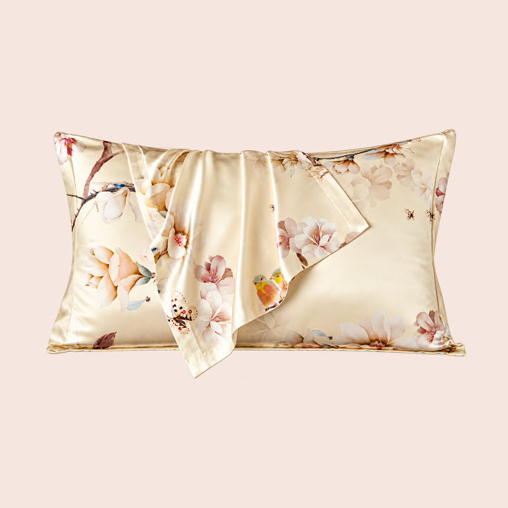 Taie rectangulaire florale en soie | Satin Lifestyle