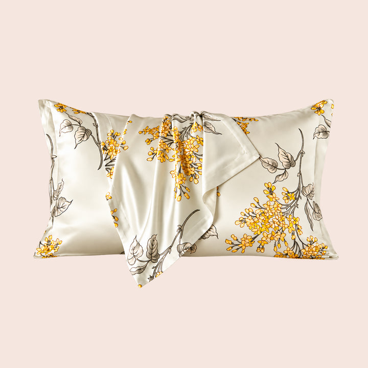 Taie rectangulaire florale en soie | Satin Lifestyle