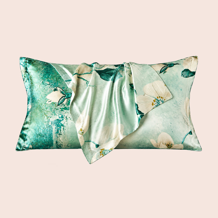 Taie rectangulaire florale en soie | Satin Lifestyle