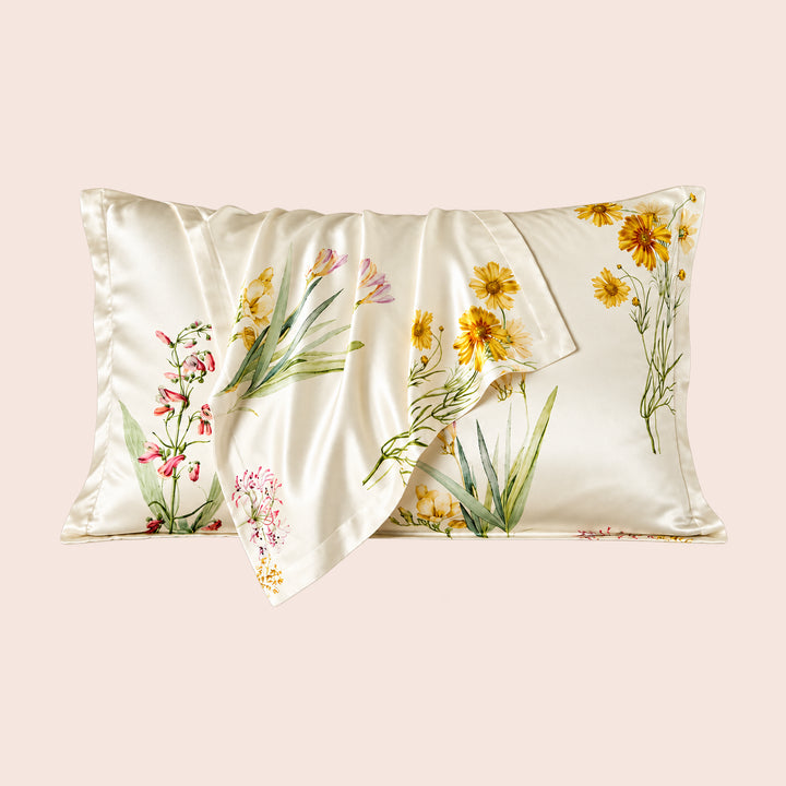 Taie rectangulaire florale en soie | Satin Lifestyle