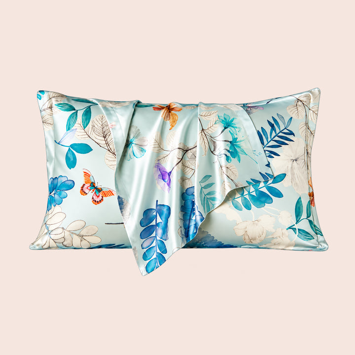 Taie rectangulaire florale en soie | Satin Lifestyle