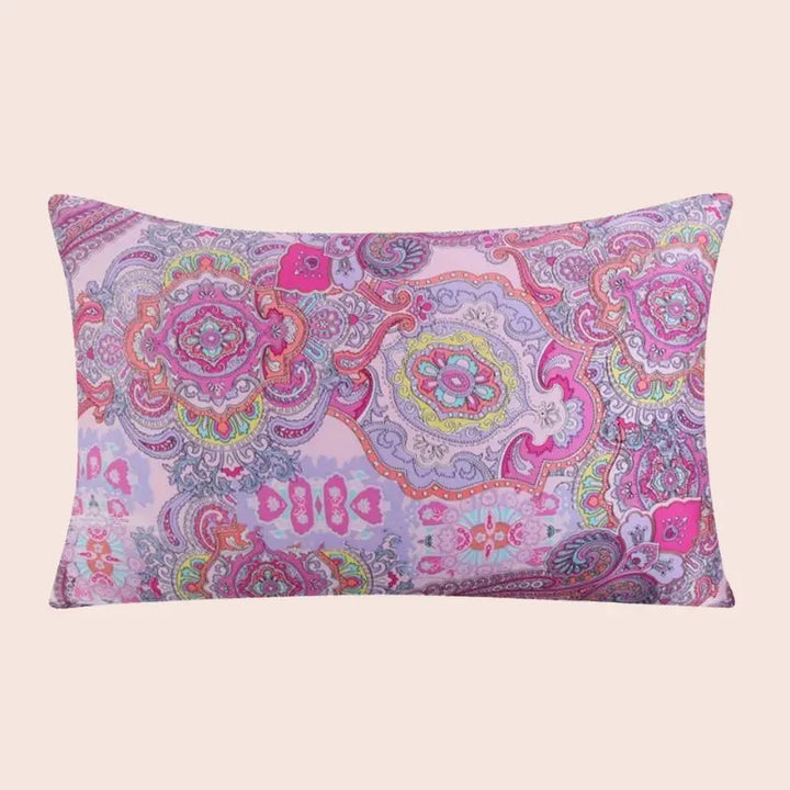 Taie d’oreiller en soie cachemire rose violet