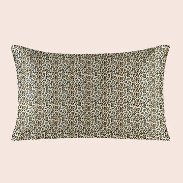 Taie d’oreiller en soie léopard beige et noir