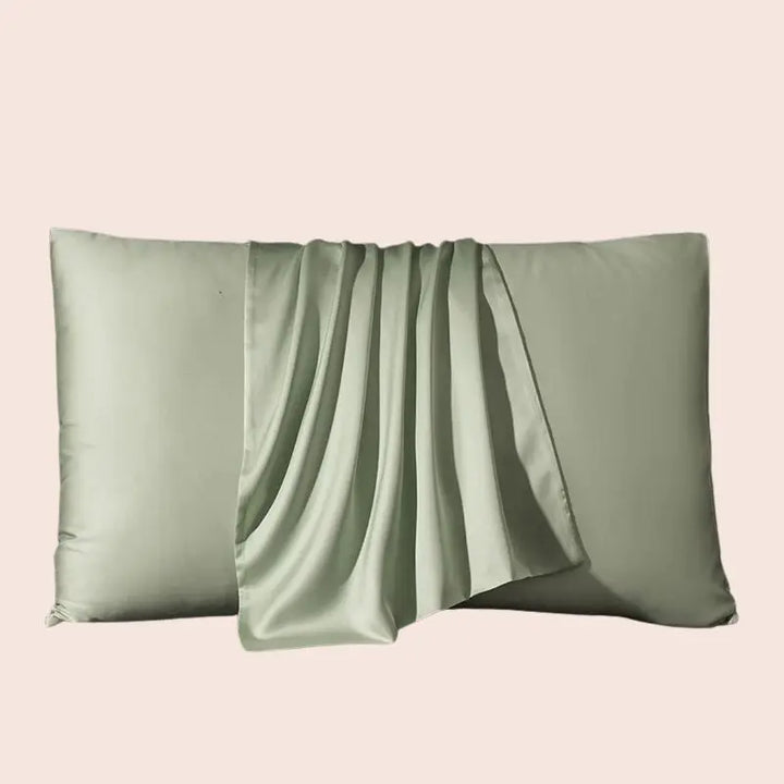 Taie d'oreiller vert wasabi en soie de mûrier naturelle